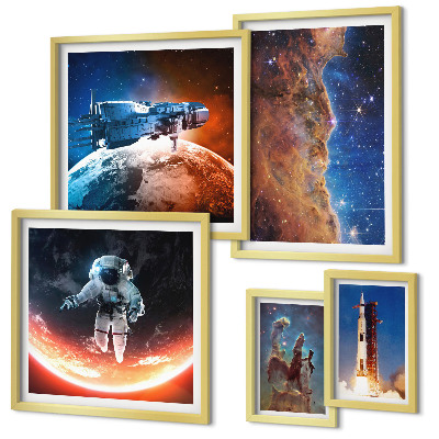 Lot de tableaux encadrés Voyages spatiaux dans la galaxie