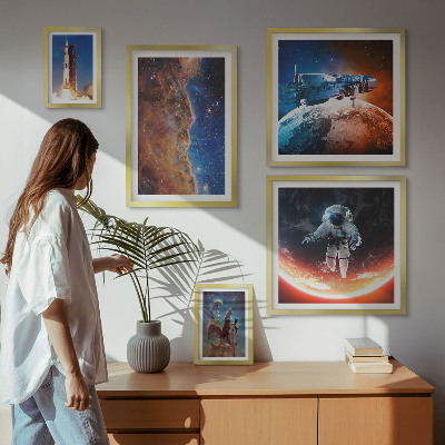 Lot de tableaux encadrés Voyages spatiaux dans la galaxie