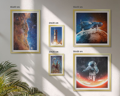 Lot de tableaux encadrés Voyages spatiaux dans la galaxie