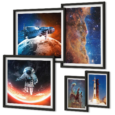 Lot de tableaux encadrés Voyages spatiaux dans la galaxie