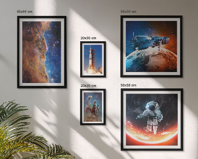 Lot de tableaux encadrés Voyages spatiaux dans la galaxie