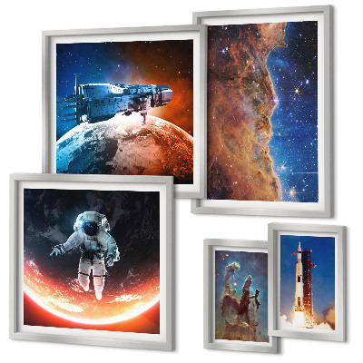 Lot de tableaux encadrés Voyages spatiaux dans la galaxie