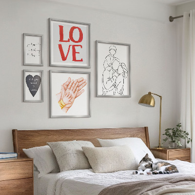 Ensemble de 5 tableaux Famille, amour, chaleur, bonheur