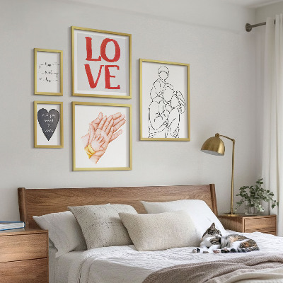 Ensemble de 5 tableaux Famille, amour, chaleur, bonheur