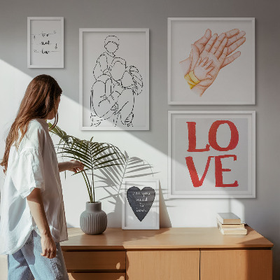Ensemble de 5 tableaux Famille, amour, chaleur, bonheur