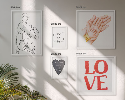 Ensemble de 5 tableaux Famille, amour, chaleur, bonheur