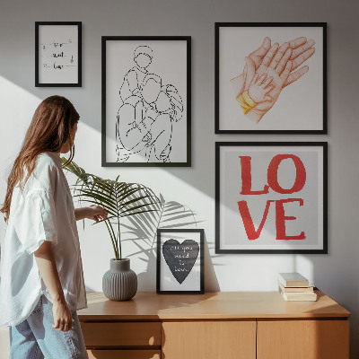 Ensemble de 5 tableaux Famille, amour, chaleur, bonheur