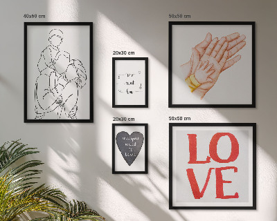 Ensemble de 5 tableaux Famille, amour, chaleur, bonheur