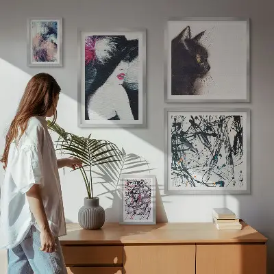 Portraits abstraits stylés ensemble de 5 tableaux