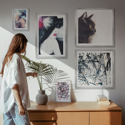 Ensemble de 5 tableaux Portraits abstraits stylés