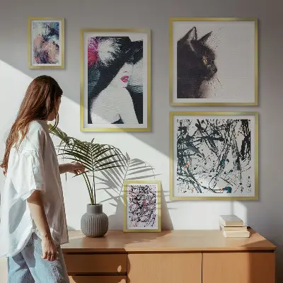 Portraits abstraits stylés ensemble de 5 tableaux