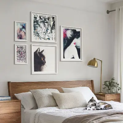 Portraits abstraits stylés ensemble de 5 tableaux