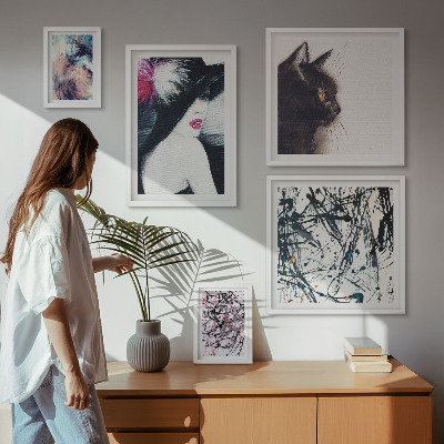 Ensemble de 5 tableaux Portraits abstraits stylés