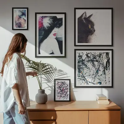 Portraits abstraits stylés ensemble de 5 tableaux