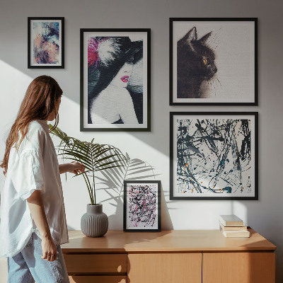 Ensemble de 5 tableaux Portraits abstraits stylés