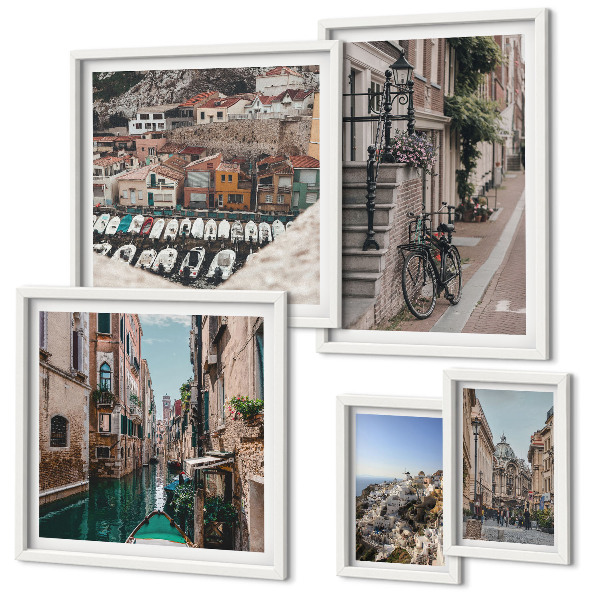 Lot de tableaux encadrés Charmantes rues européennes