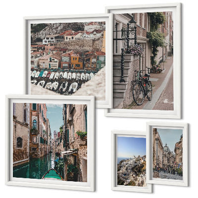 Lot de tableaux encadrés Charmantes rues européennes
