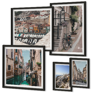 Lot de tableaux encadrés Charmantes rues européennes