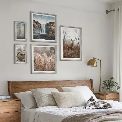 Paysages fauniques ensemble de 5 tableaux