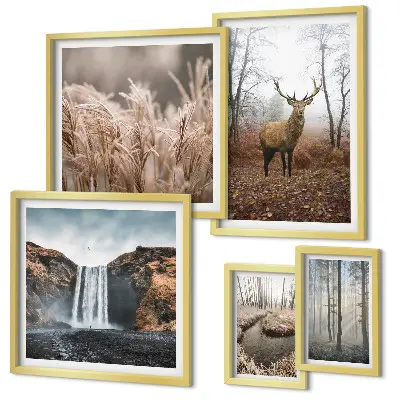 Paysages fauniques ensemble de 5 tableaux