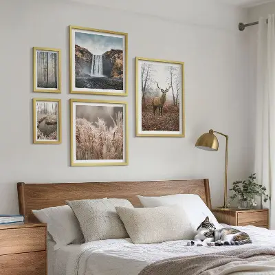Paysages fauniques ensemble de 5 tableaux