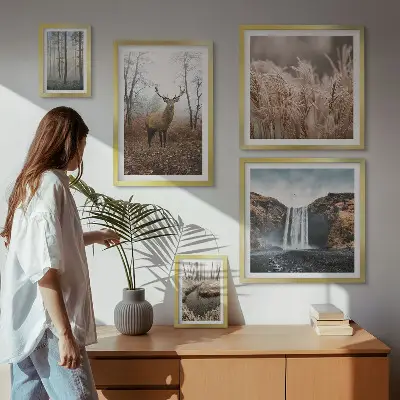Paysages fauniques ensemble de 5 tableaux