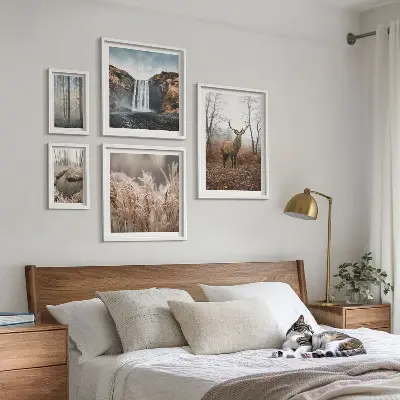 Paysages fauniques ensemble de 5 tableaux
