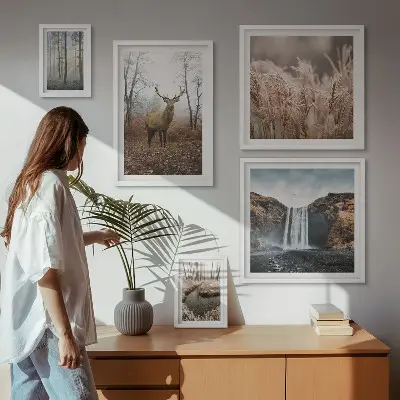 Paysages fauniques ensemble de 5 tableaux