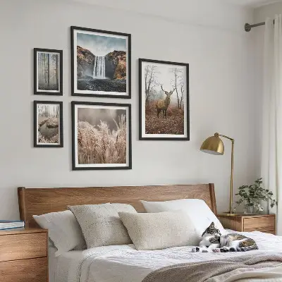 Paysages fauniques ensemble de 5 tableaux