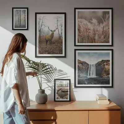 Paysages fauniques ensemble de 5 tableaux
