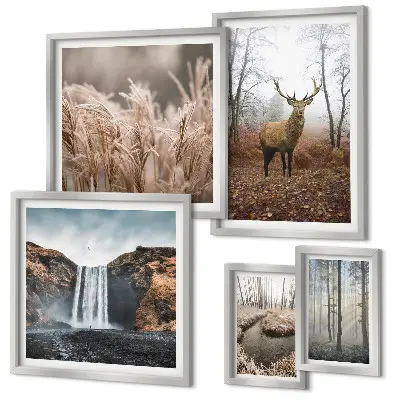 Paysages fauniques ensemble de 5 tableaux