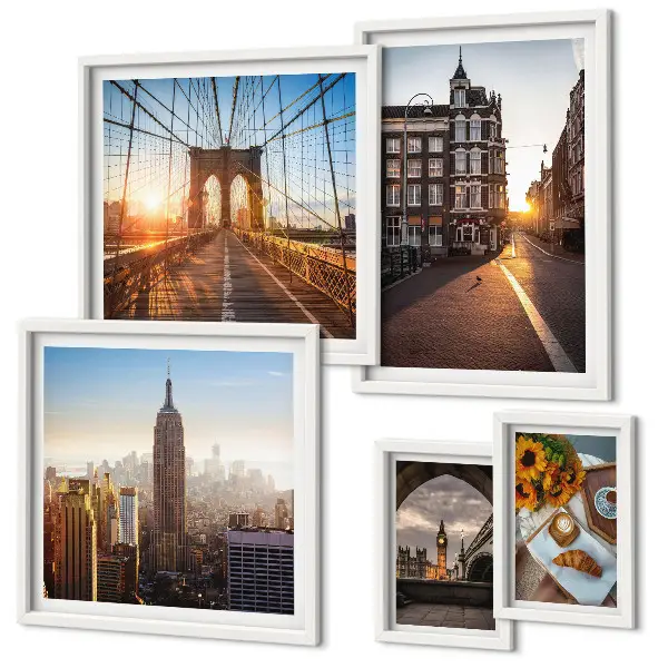Ensemble de 5 tableaux de style architecture urbaine charmante