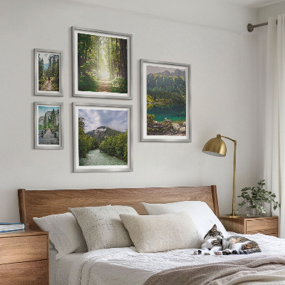 Ensemble de 5 tableaux Paysages de montagne et sentiers forestiers