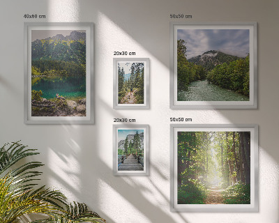 Ensemble de 5 tableaux Paysages de montagne et sentiers forestiers
