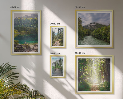 Ensemble de 5 tableaux Paysages de montagne et sentiers forestiers