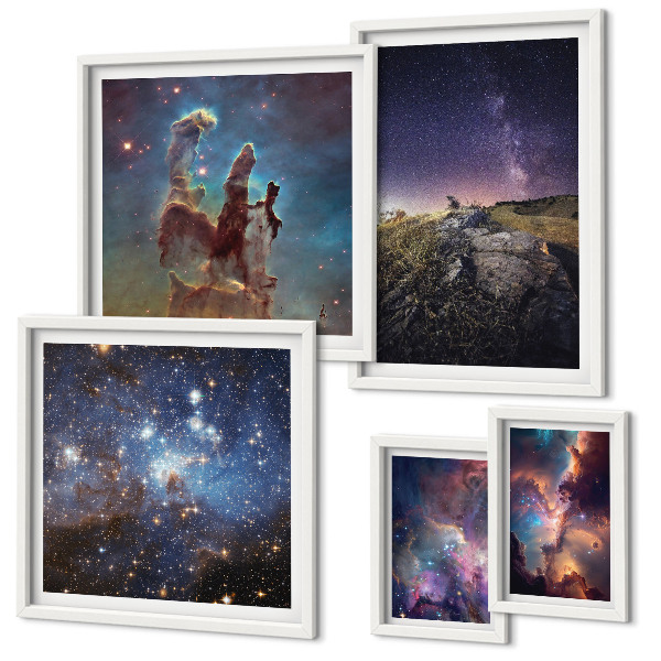 Lot de tableaux encadrés Paysages cosmiques des galaxies