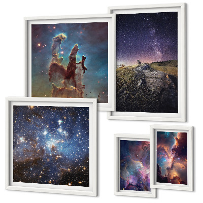 Lot de tableaux encadrés Paysages cosmiques des galaxies