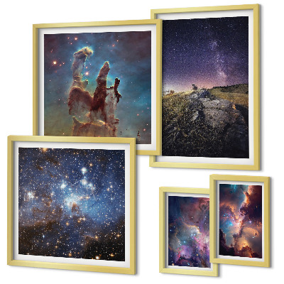 Lot de tableaux encadrés Paysages cosmiques des galaxies