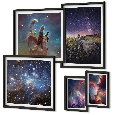 Lot de tableaux encadrés Paysages cosmiques des galaxies