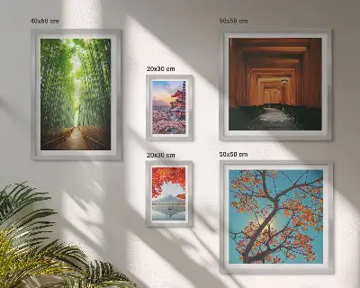 Paysages de fleurs de bambou du Japon ensemble de 5 tableaux