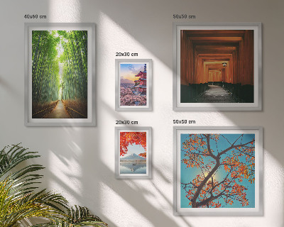 Ensemble de 5 tableaux Paysages de fleurs de bambou du Japon