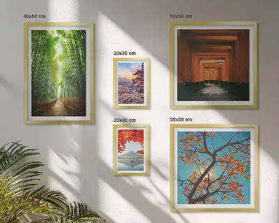Paysages de fleurs de bambou du Japon ensemble de 5 tableaux