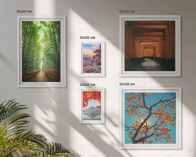 Paysages de fleurs de bambou du Japon ensemble de 5 tableaux