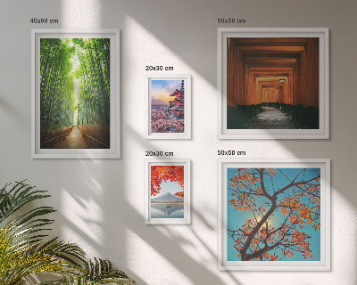 Ensemble de 5 tableaux Paysages de fleurs de bambou du Japon