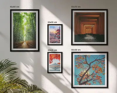 Paysages de fleurs de bambou du Japon ensemble de 5 tableaux