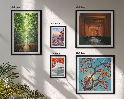 Ensemble de 5 tableaux Paysages de fleurs de bambou du Japon