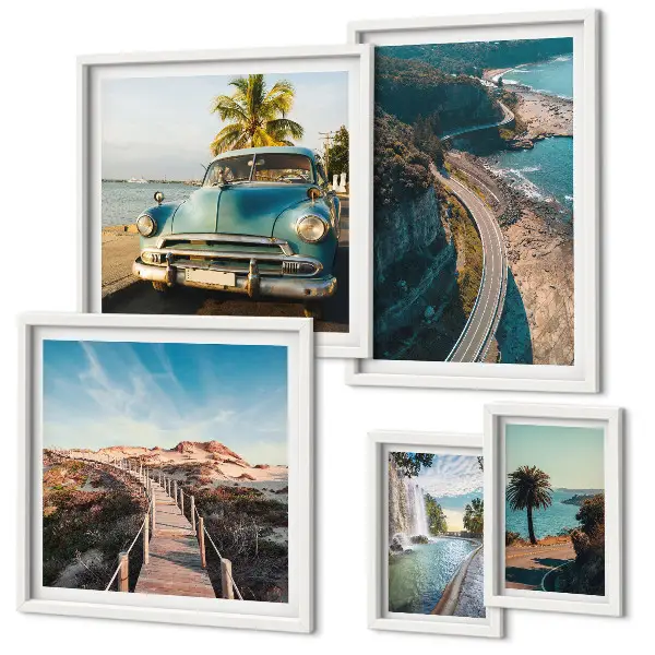 Tableau de décoration murale paysages de voyages et voitures dans la nature