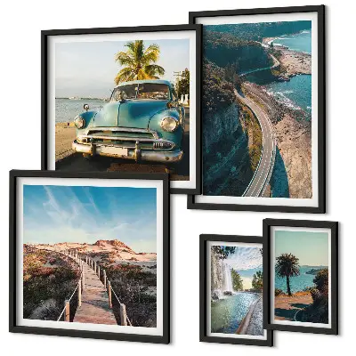 Tableau de décoration murale paysages de voyages et voitures dans la nature