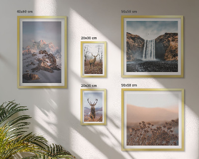 Lot de tableaux encadrés Paysages de montagne animaux sauvages