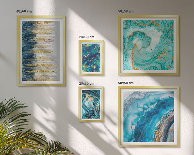 Ensemble de 5 tableaux Compositions bleues abstraites